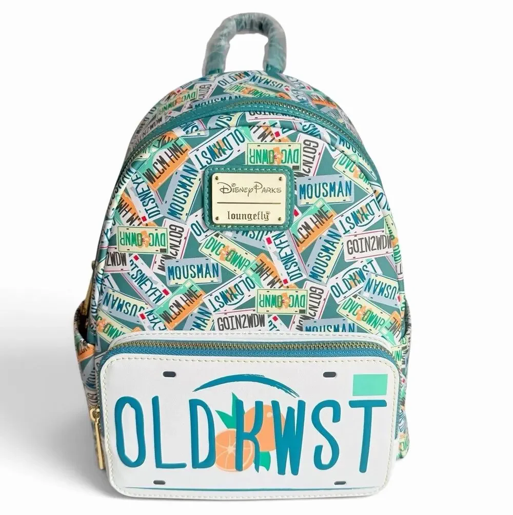 Disney Parks Loungefly Old Key West Resort Mini Backpack FL Orange License Plate